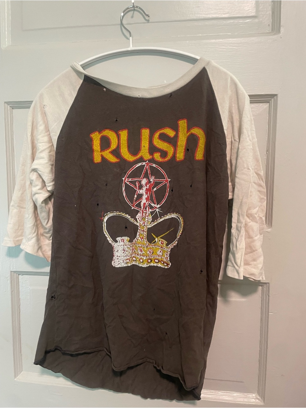 MadeWorn Rush Raglan Tee in Brown and White